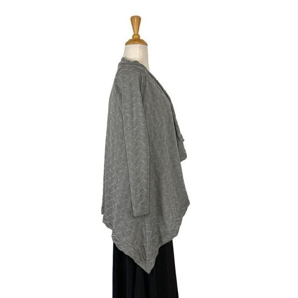Matti Mamane S Grey Print Round Cardigan  Art To Wear Lagenlook Waterfall Hem - Picture 3 of 10